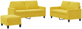 vidaXL 3-tlg. Sofagarnitur mit Kissen Gelb Samt 3201512