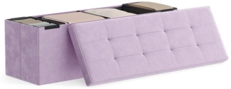 SONGMICS Sitzbank mit Stauraum, klappbare Sitztruhe, 38 x 110 x 38 cm, Bettbank, bis 300 kg belastbar, für Flur, Wohnzimmer, Schlafzimmer, lavendellila LSF277P01
