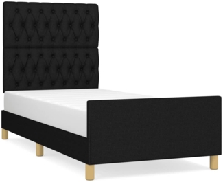 Einzelbett mit Kopfteil Stoff Schwarz 90x200 cm [3125270]