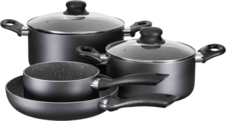 Kochtopf-Set mit Premium-Antihaftbeschichtung, geeignet fr Induktion, enthlt 2 Kochtpfe mit Deckel, 1 Bratpfanne, 1 Kasserolle