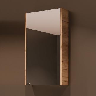 Planetmöbel Spiegelschrank 40cm Gold Eiche, Badezimmerschrank mit Spiegel hängend, Badespiegel, Badezimmmer Möbel für Gäste WC