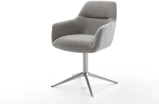 Drehstuhl Pejo-Flex Strukturstoff Soft Grau Fußkreuz Edelstahl 360° drehbar Wippfunktion Taschenfederkern