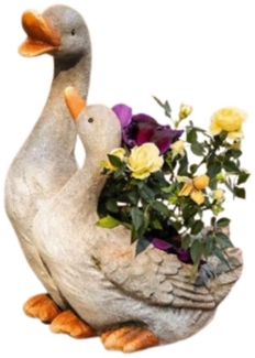 Home-trends24. de Blumentopf Pflanzer Gänsepaar Blumentopf Deko Figur Garten Pflanzkübel Übertopf
