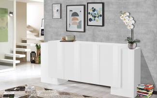 Sideboard >Pinerolo< in Weiß-Hochglanz - 210x85x45cm (BxHxT)