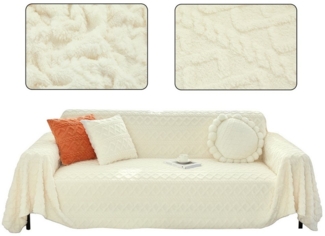 Rosnek Sofaschoner Plüsch Sofa Überzug Sofabezug Sofadecke Schonbezug 1 2 3 4 Sitzer, 280g/ Verdickt Geometrisch Jacquard Reinraumweiß Rechteckig 180x180cm