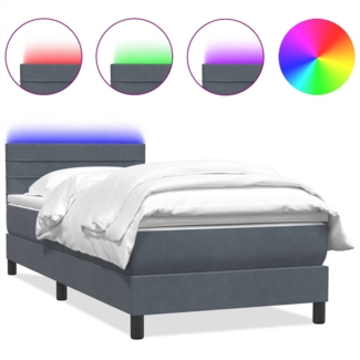 vidaXL Boxspringbett mit Matratze Dunkelgrau 90x220 cm Samt 3317008