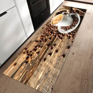 Primedeco Teppich Küchenteppich Kaffee Geniessen PVC rutschfest abwaschbar Läufer, Rechteckig, Höhe: 3 mm, Pflegeleicht & Wasserabweisend