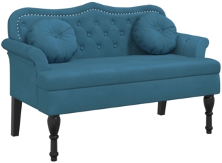 vidaXL Sitzbank mit Kissen Blau 120,5x65x75 cm Samt 372148
