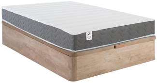 Vente-unique - Set aus Bettgestell mit Bettkasten + Matratze - 160 x 200 cm - HD-Memory-Schaum & atmungsaktiver 3D-Stoff - Stärke 18 cm - Holzfarben hell - HEAVEN von YSMÉE