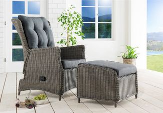 Destiny Gartenlounge-Set CASA RELAX CASA, (4-tlg, 1x Sessel, 1x Fußhocker, inkl. Auflagen), Aluminium, Polyrattan