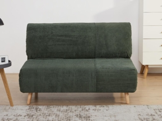 Vente-unique - Schlafsofa 2-Sitzer - Cord - Dunkelgrün - PALULA