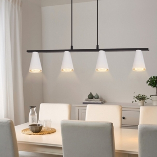 ZMH Pendelleuchte Esszimmer 4/6 Flammig GU10 Modern Hängeleuchte Wohnzimmer Flur, Einfache Installation, ohne Leuchtmittel, 150CM Schwarz-Weiß Esstischlampe hängend Industrial Küche