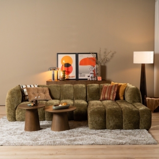 Bronx71 Ecksofa Luca Chenille olive grün rechts