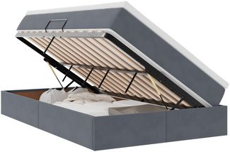 vidaXL Aufbewahrungsbett mit Matratze Dunkelgrau 120x190 cm Samt 3370288