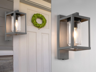 Außenwandleuchte LUNGA in Laternenoptik, Höhe 33cm, Anthrazit