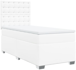 vidaXL Boxspringbett mit Matratze Weiß 90x190 cm Kunstleder 3290701