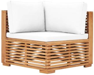 Garten-Ecksofa mit Cremeweißer Auflage Massivholz Teak