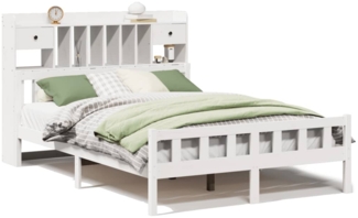 vidaXL Massivholzbett mit Regal ohne Matratze Weiß 150x200 cm Kiefer 3322175