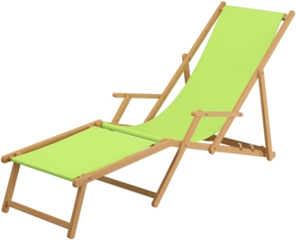 Liegestuhl pistazie Sonnenliege Strandliege Fußteil Deckchair Buche natur klappbar 10-306 N F