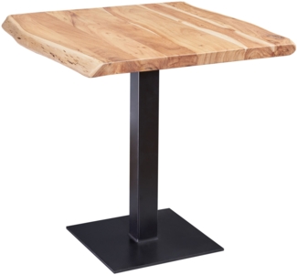 Esstisch Baumkante 80 x 75 x 75 cm Akazie Massivholz Esszimmertisch, Kleiner Holztisch Esszimmer, Designer Küchentisch Quadratisch