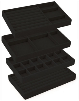 Coonoor Aufbewahrungsbox Schmucktablett, Schmuckorganisierer, Schmuckaufbewahrungsbox (4 St), Einlage für Schubladen, Stapelbar für Präsentation und Ordnung