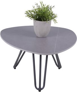Gartentisch KALLE - Aluminium, gesinterter Stein, Grau, 68 x 68 x 39 cm | Terrassentisch Wetterfest Outdoor Tisch