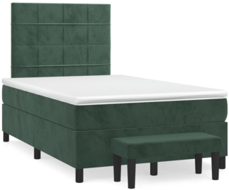 vidaXL Boxspringbett mit Matratze Dunkelgrün 120x200 cm Samt 3137836