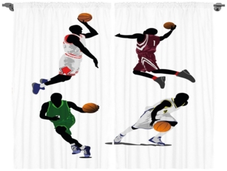 Abakuhaus Gardine Schlafzimmer Kräuselband Vorhang mit Schlaufen und Haken, Sport Basketballspieler Sport