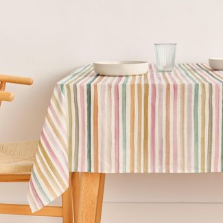 Belum Tischdecke, schmutzabweisend, Größe 140x140 cm, extraweich, Mehrfarbig, 100, Stoff 100% Bio-Baumwolle, Modell Naiara 4-100