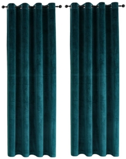 Haus und Deko Gardine Vorhang 2er Set Ösen Verdunkelung 140x245 cm Samt weich blickdicht, Ösen (2 St), Polyester