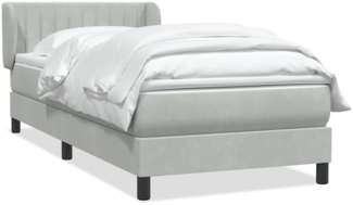 vidaXL Boxspringbett mit Matratze Hellgrau 90x210 cm Samt 3317679