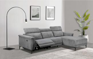 Places of Style Ecksofa Lund in Cord, L-Form, 261 cm, mit manueller, o. elektrischer Relaxfunktion, USB, Kopfteilverstellung