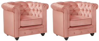 Vente-unique - Sessel 2er-Set - Samt - Rosa - CHESTERFIELD