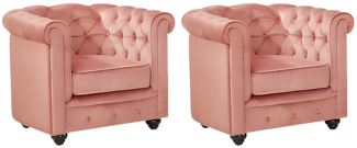 Vente-unique - Sessel 2er-Set - Samt - Rosa - CHESTERFIELD