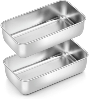 TEAMFAR 2er Set Edelstahl Brotbackform Königskuchenform 23,5x12,6x6cm