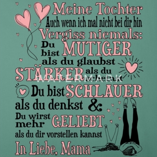Spreadshirt Kissenbezug Meine Tochter Geschenk Liebeserklärung Mama Kissenbezug 45x45 cm