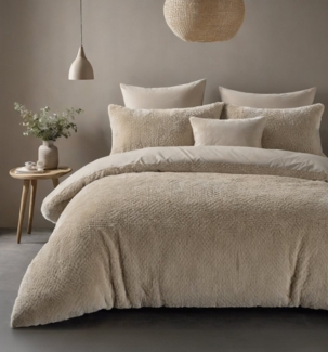 Sitheim-Europe Wendebettwäsche Bettwäsche-Set Bettbezug & Kissenbezüge aus Teddyfell, Microfaser / Teddyfell, 3 teilig