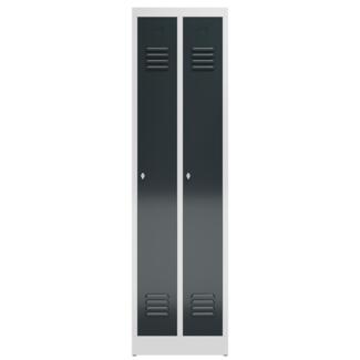 ClassiX Garderobenschrank, 2 Abteile, 1800 x 500 x 500 mm, lichtgrau/anthrazit