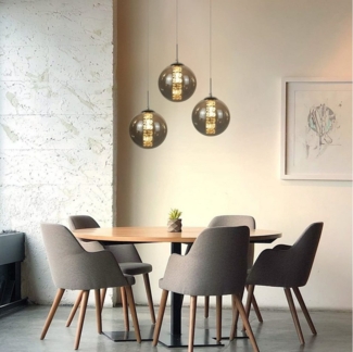 Nettlife Pendelleuchte G9 Pendelleuchte 3-flammig Bernstein/Grau Glas, Höheverstellbar, LED wechselbar, Warmweiß, für Küchen Wohnzimmer Schlafzimmer Flur