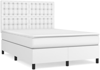 vidaXL Boxspringbett mit Matratze Weiß 140x190 cm Kunstleder 3142840