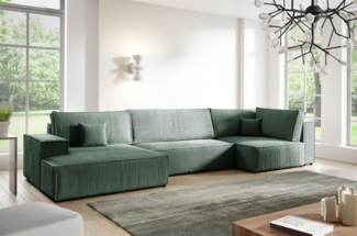 Wohnlandschaft Schlafsofa CORUNIA Stoff Poso Grün Ottomane Links