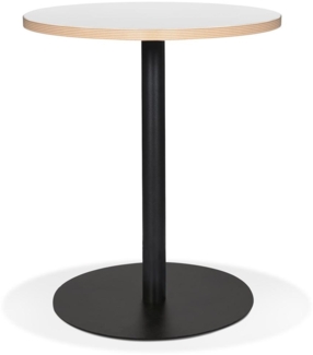 Kadima Design Runder Bistrotisch, Ø 60 cm, Melamin Holz & schwarzem Metallgestell, Weiß, für Café