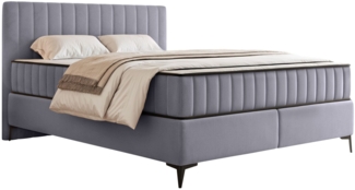 Selsey 'Mufasso' Boxbett 160x200 mit Bettkasten – wasserabweisender Velours, hellgrau