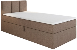 A&J MöbelLand GmbH Boxspringbett Einzelbett NASI mit Bettkasten, Topper und gepolstertem Kopfteil. (Boxspringbett mit Bettkasten und gepolstertem Kopfteil. Gratis Topper – nur jetzt erhältlich!, Kostenlose Lieferung! TOP ANGEBOT), Länge 208 cm Höhe 106 cm