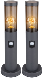 2er Set Sockelleuchte, Bewegungsmelder, anthrazit, H 45 cm