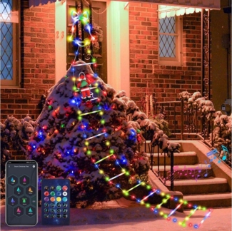 LMaxhome LED-Lichterkette RGB 1.5/3M Leiter Lichterkette mit Weihnachtsmann Weihnachtsbaum Party, Wasserdicht APP&Fernsteuerung Weihnachtsbeleuchtung Innen Außen Deko