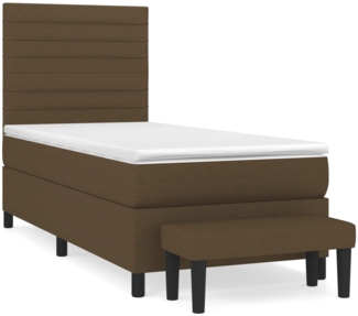 vidaXL Boxspringbett mit Matratze Dunkelbraun 90x190 cm Stoff 3136640