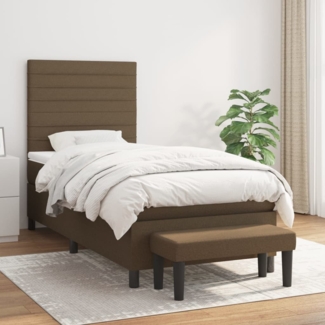 vidaXL Boxspringbett mit Matratze Dunkelbraun 90x190 cm Stoff 3136640