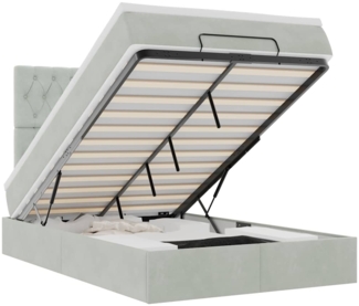 vidaXL Ottoman-Bett mit Matratzen & LEDs Hellgrau 120x200 cm Samt 3314384