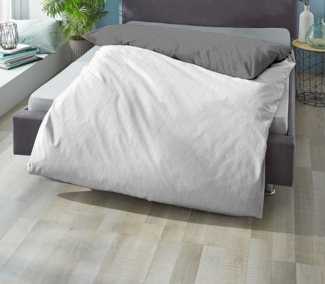 biberna 0636047 Mako-Satin Bettwäsche PUNKTE - MIX & MATCH, sturmgrau, 1x 155x220 cm